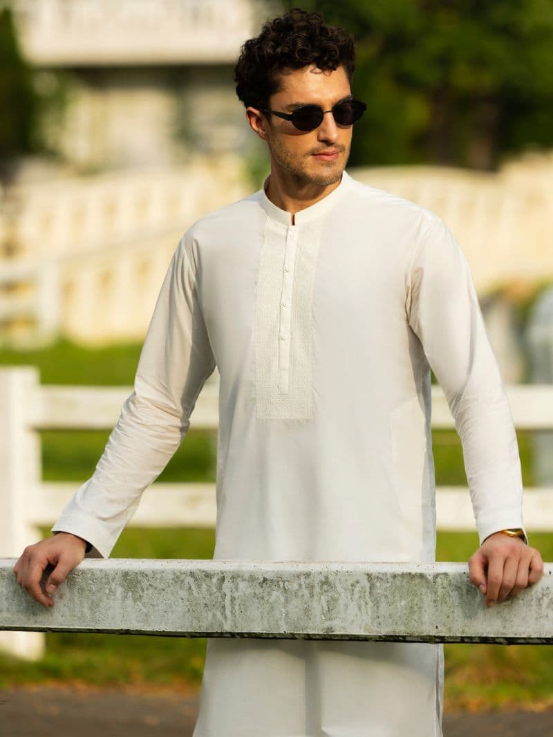 Off White Cotton Kurta Trouser thumbnail