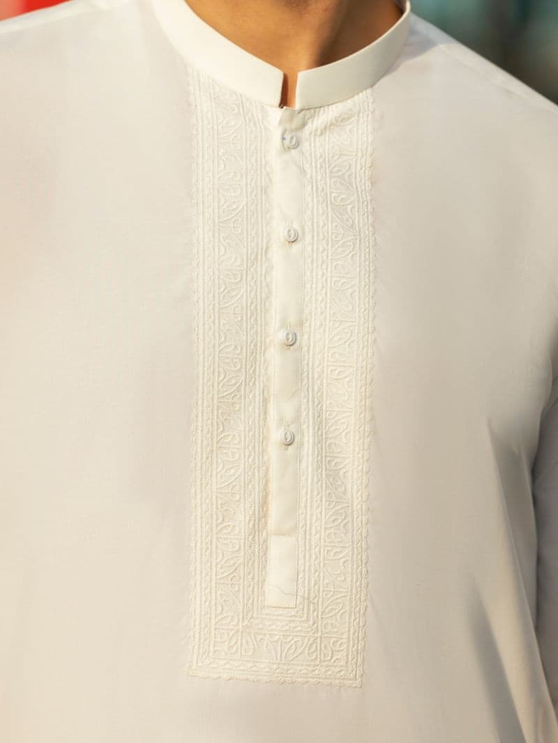 Off White Cotton Kurta Trouser thumbnail