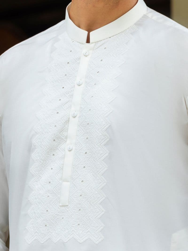 Off White Cotton Kurta Trouser thumbnail