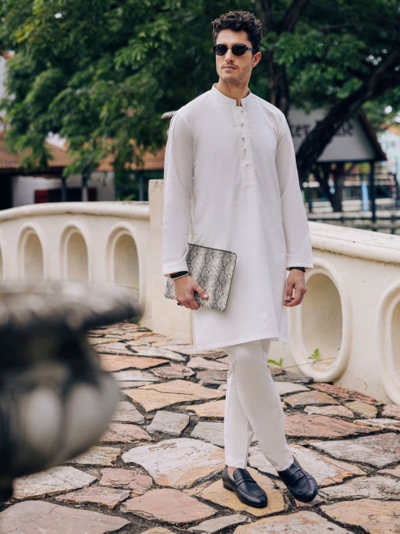 Off White Cotton Kurta Trouser thumbnail
