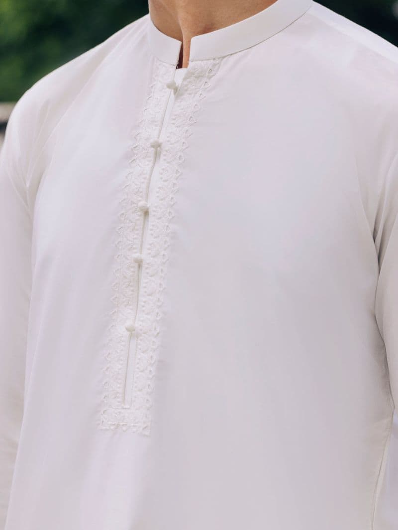 Off White Cotton Kurta Trouser thumbnail