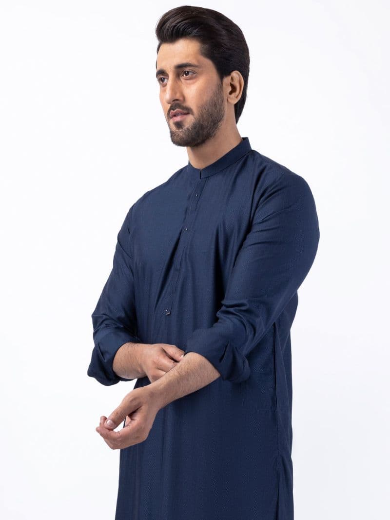 Navy Blue Blended Kurta Trouser thumbnail