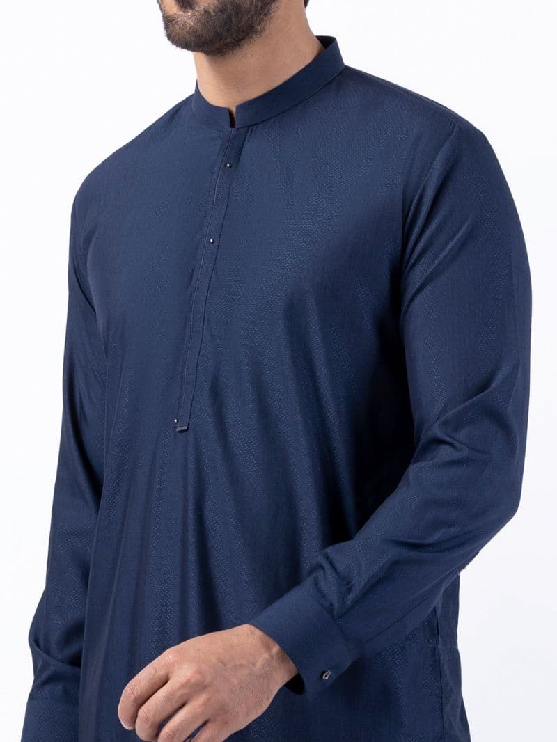 Navy Blue Blended Kurta Trouser thumbnail
