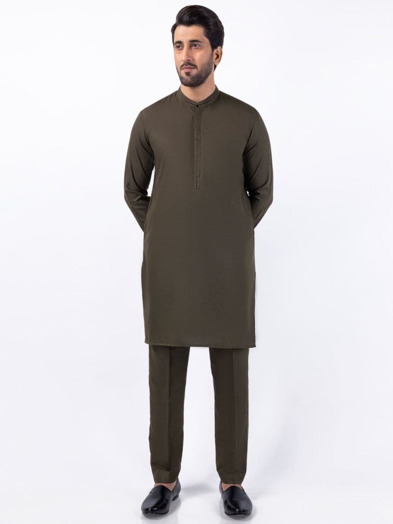 Olive Blended Kurta Trouser