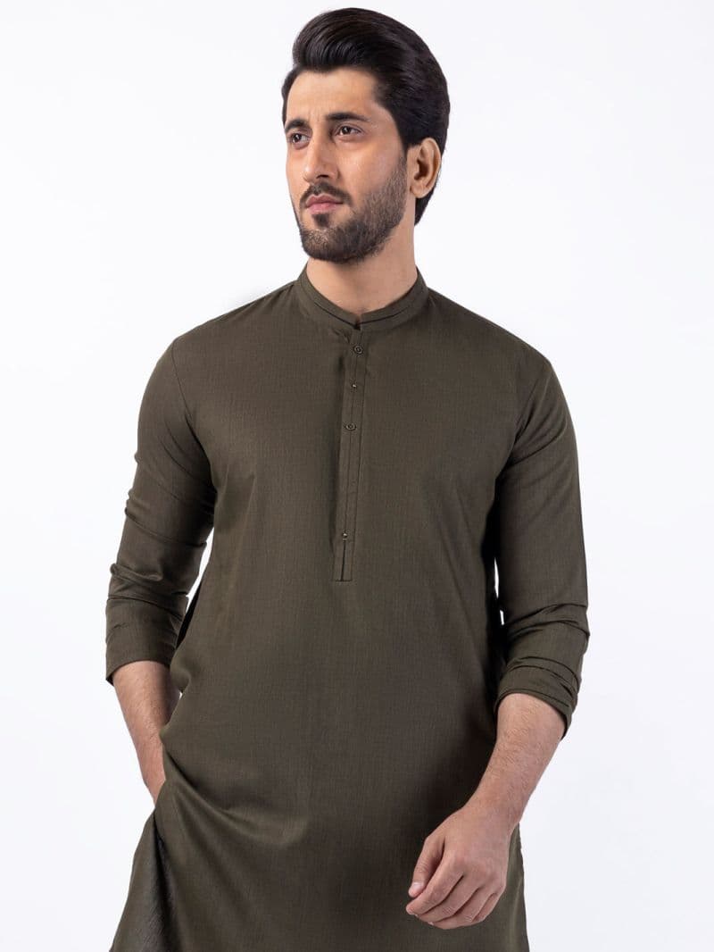 Olive Blended Kurta Trouser