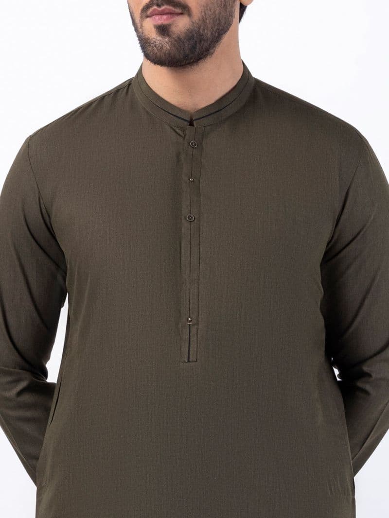Olive Blended Kurta Trouser