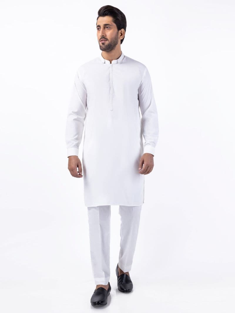 White Blended Kurta Trouser thumbnail