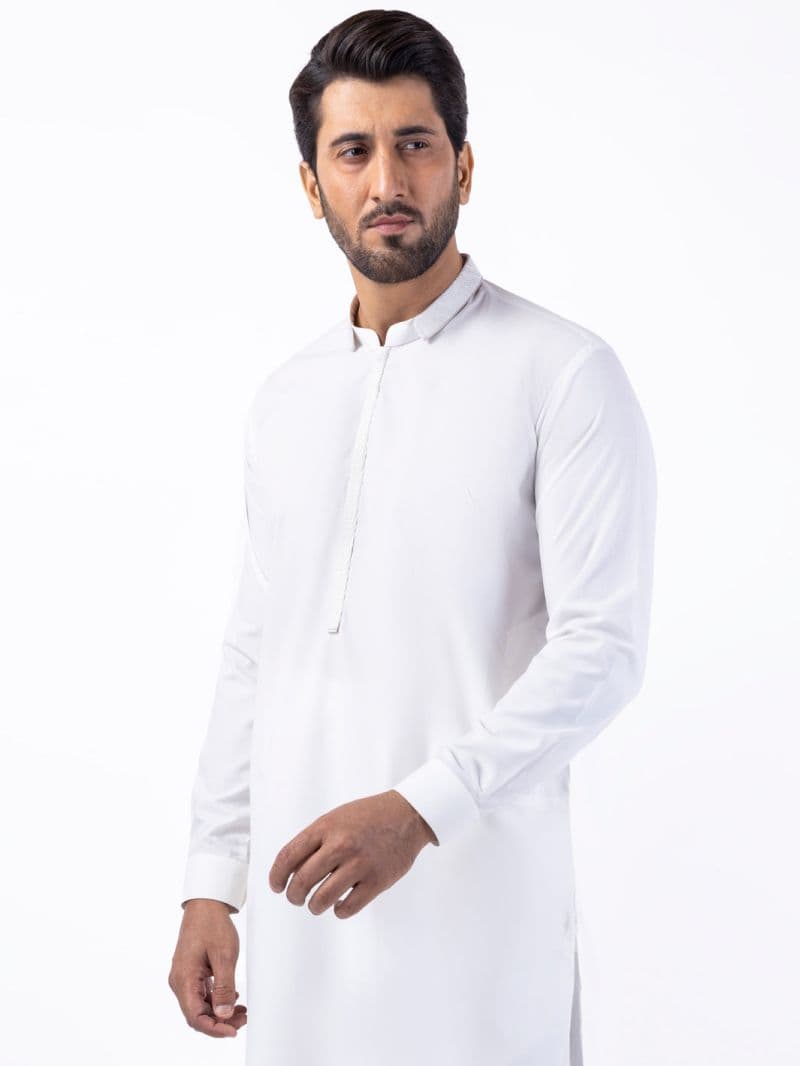 White Blended Kurta Trouser thumbnail