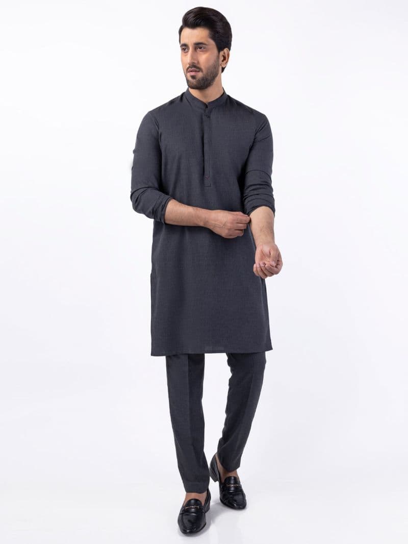 Charcoal Blended Kurta Trouser thumbnail