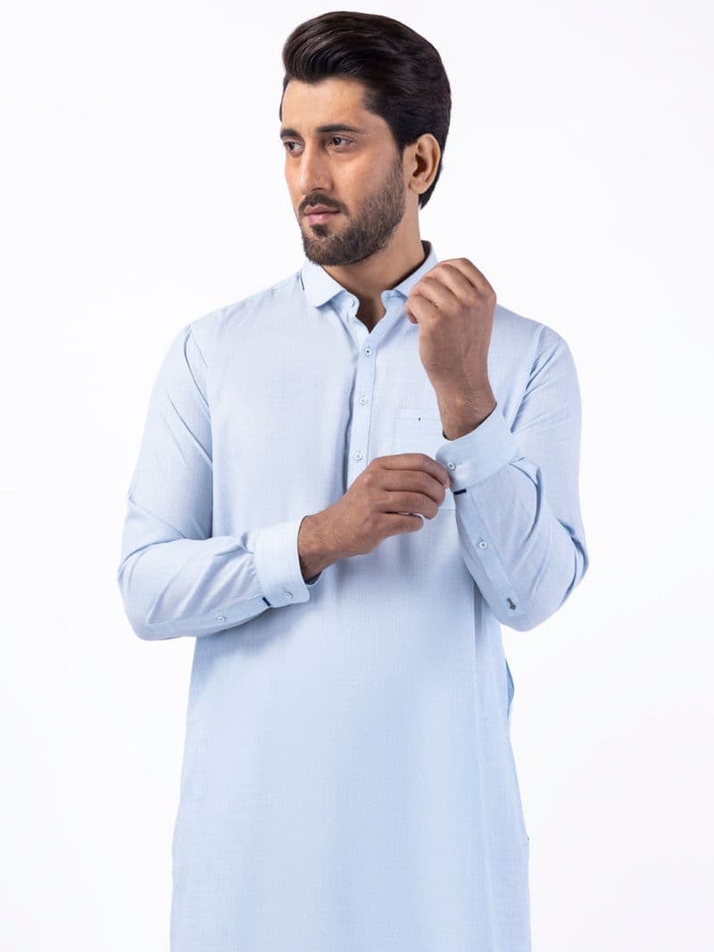 Light Blue Blended Kurta Trouser thumbnail