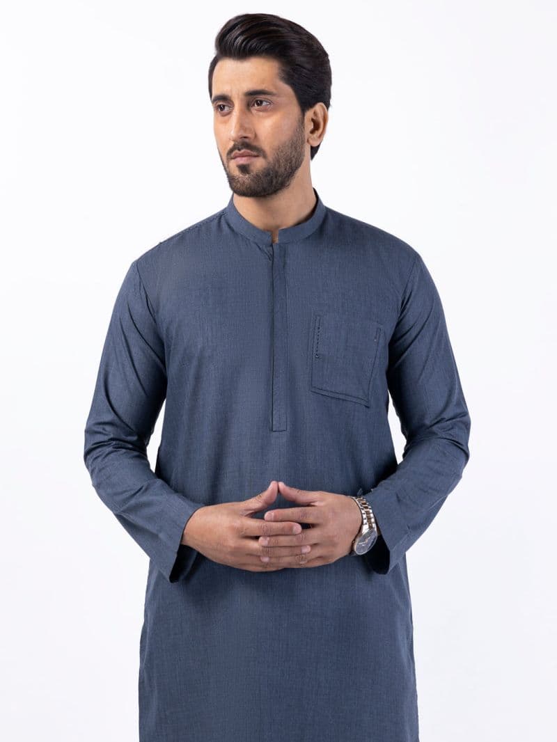 Grey Blended Kurta Trouser thumbnail