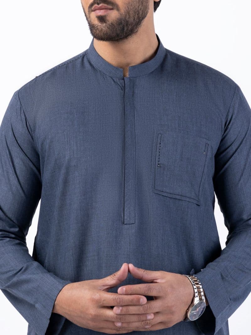Grey Blended Kurta Trouser thumbnail