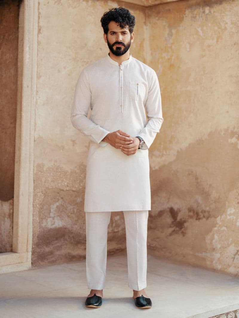 Light Blue Blended Kurta Trouser thumbnail