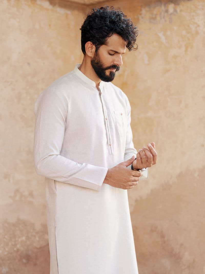 Light Blue Blended Kurta Trouser thumbnail