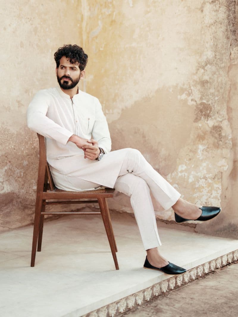 Light Blue Blended Kurta Trouser thumbnail