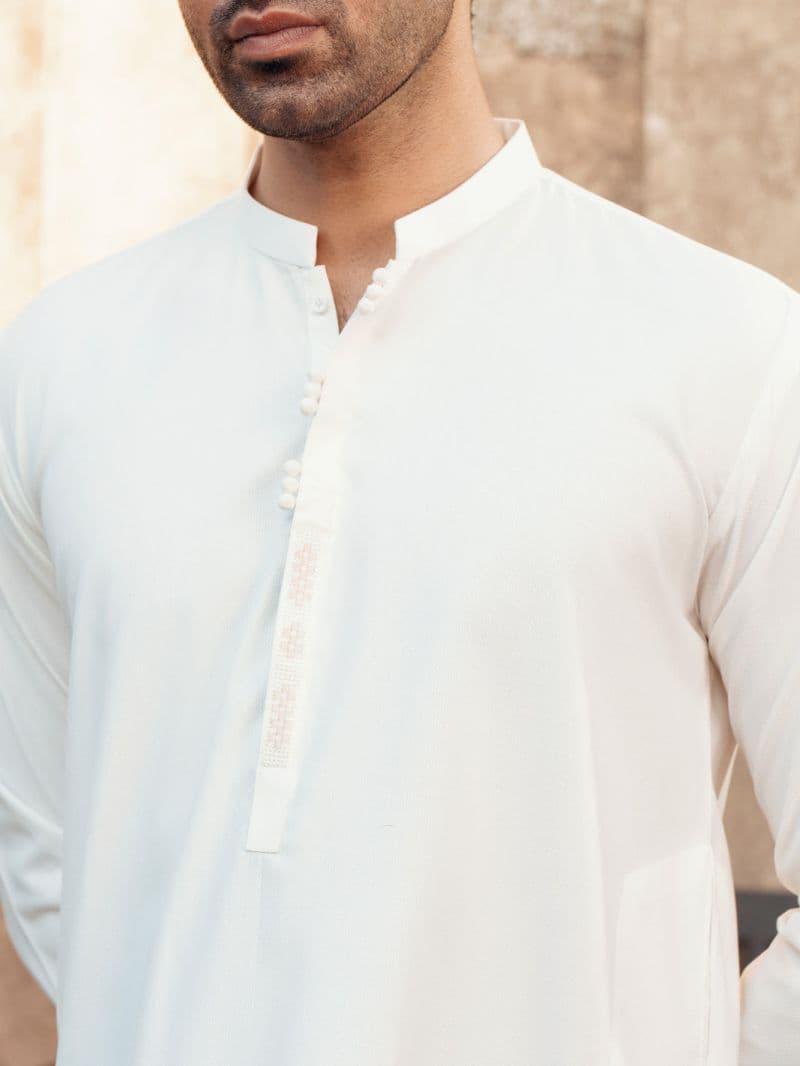 White Blended Kurta Trouser thumbnail