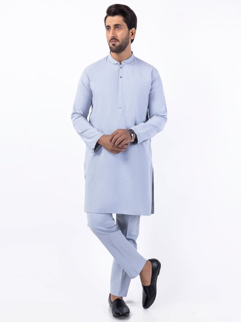 Light Blue Blended Kurta Trouser thumbnail