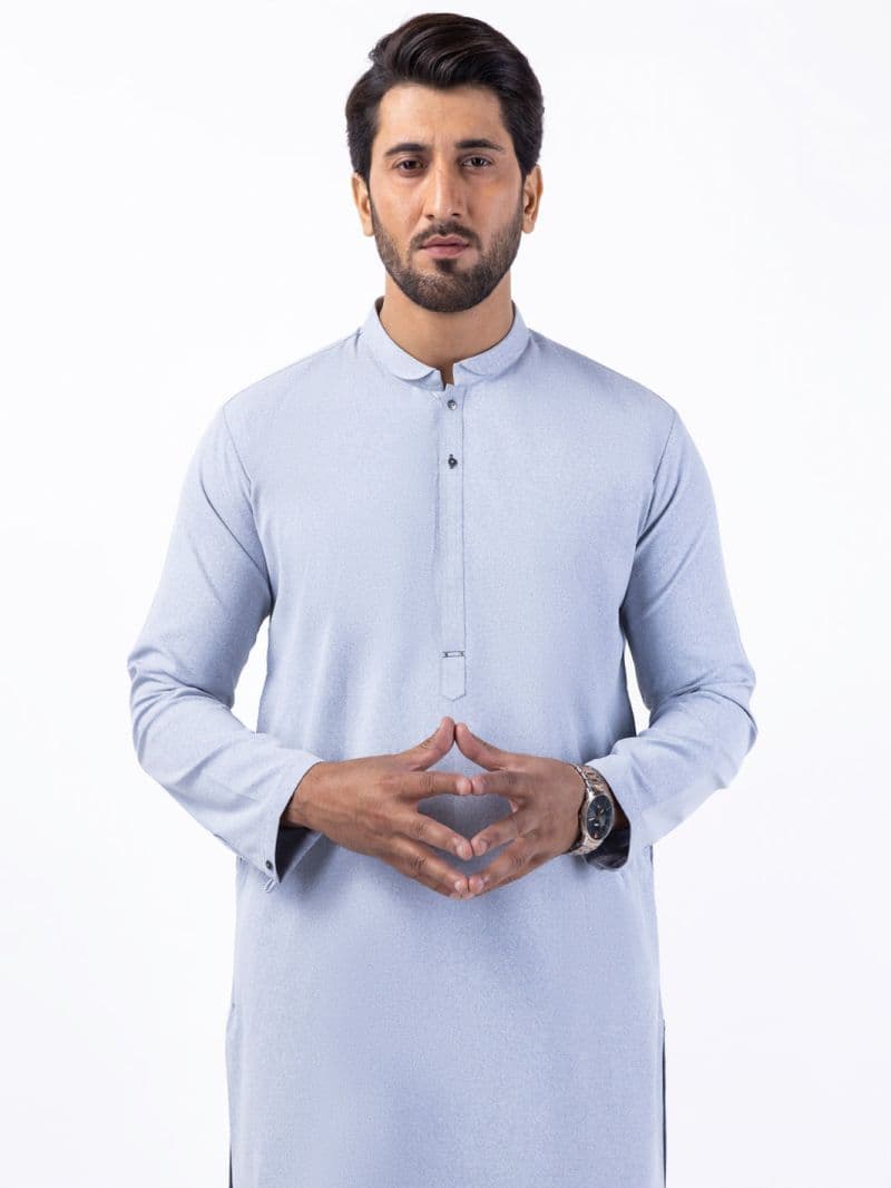 Light Blue Blended Kurta Trouser thumbnail