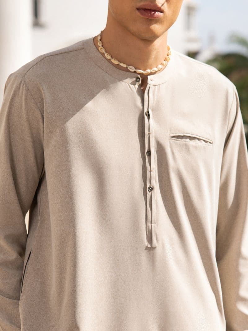 Sand Brown Blended Kurta Trouser thumbnail