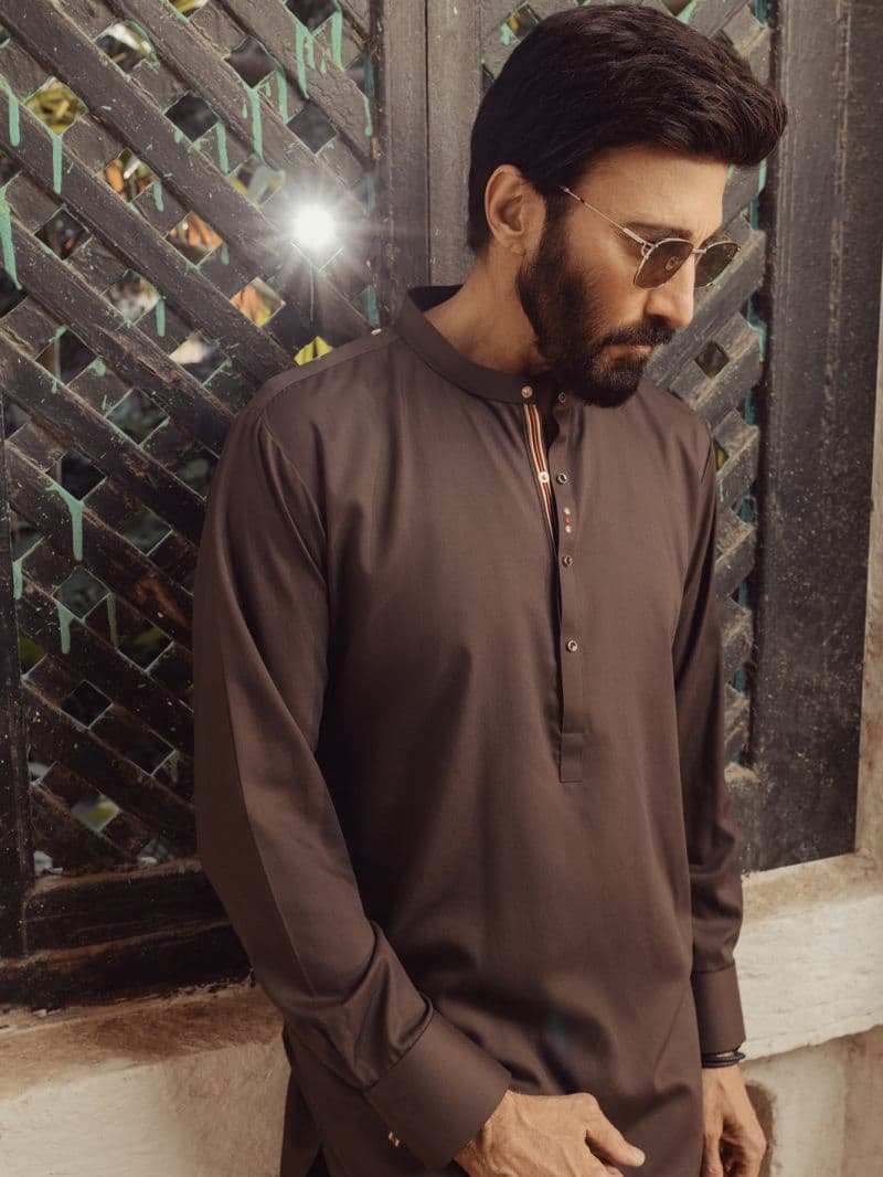 Brown Plain Kurta Trouser