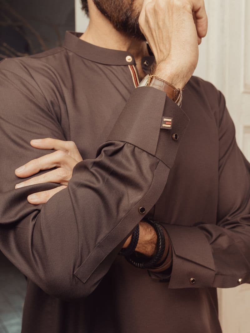 Brown Plain Kurta Trouser