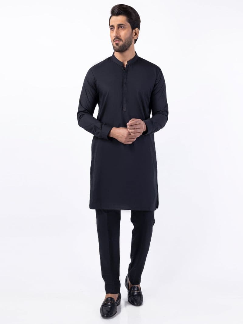 Black Poly Cotton Kurta Trouser thumbnail