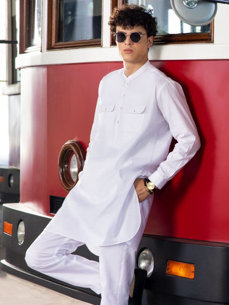 White Cotton Kurta Trouser thumbnail