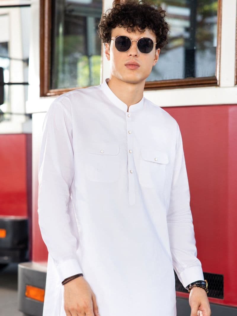 White Cotton Kurta Trouser thumbnail