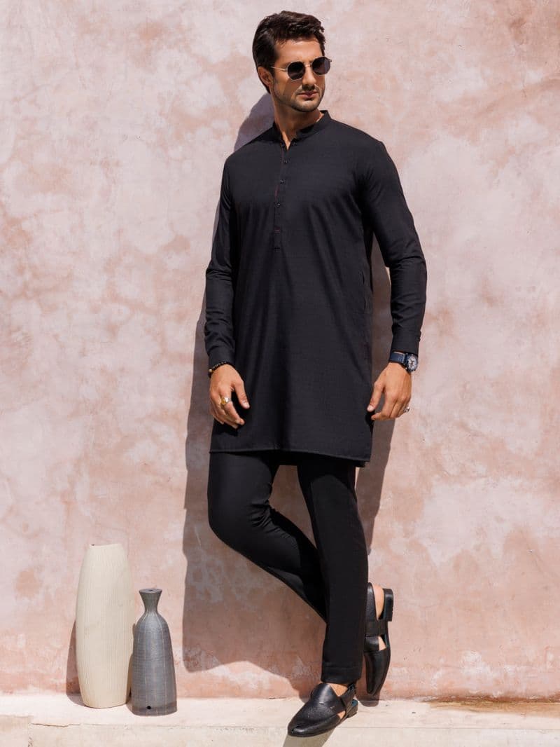 Black Blended Kurta Trouser thumbnail