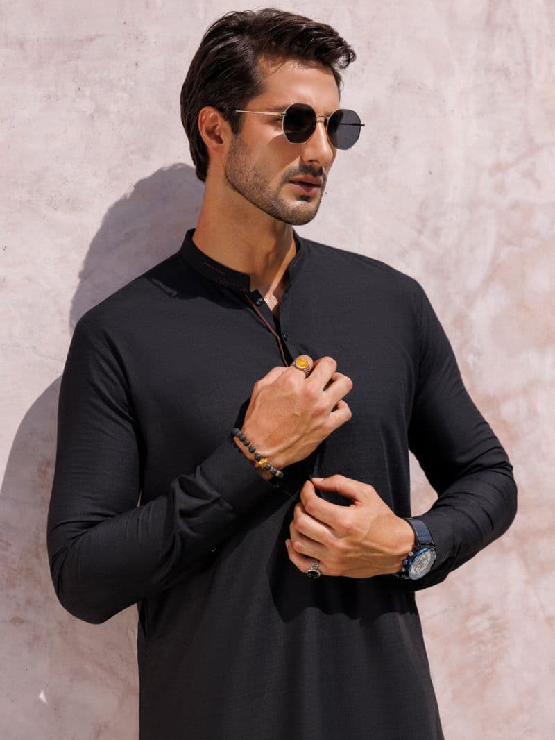 Black Blended Kurta Trouser thumbnail