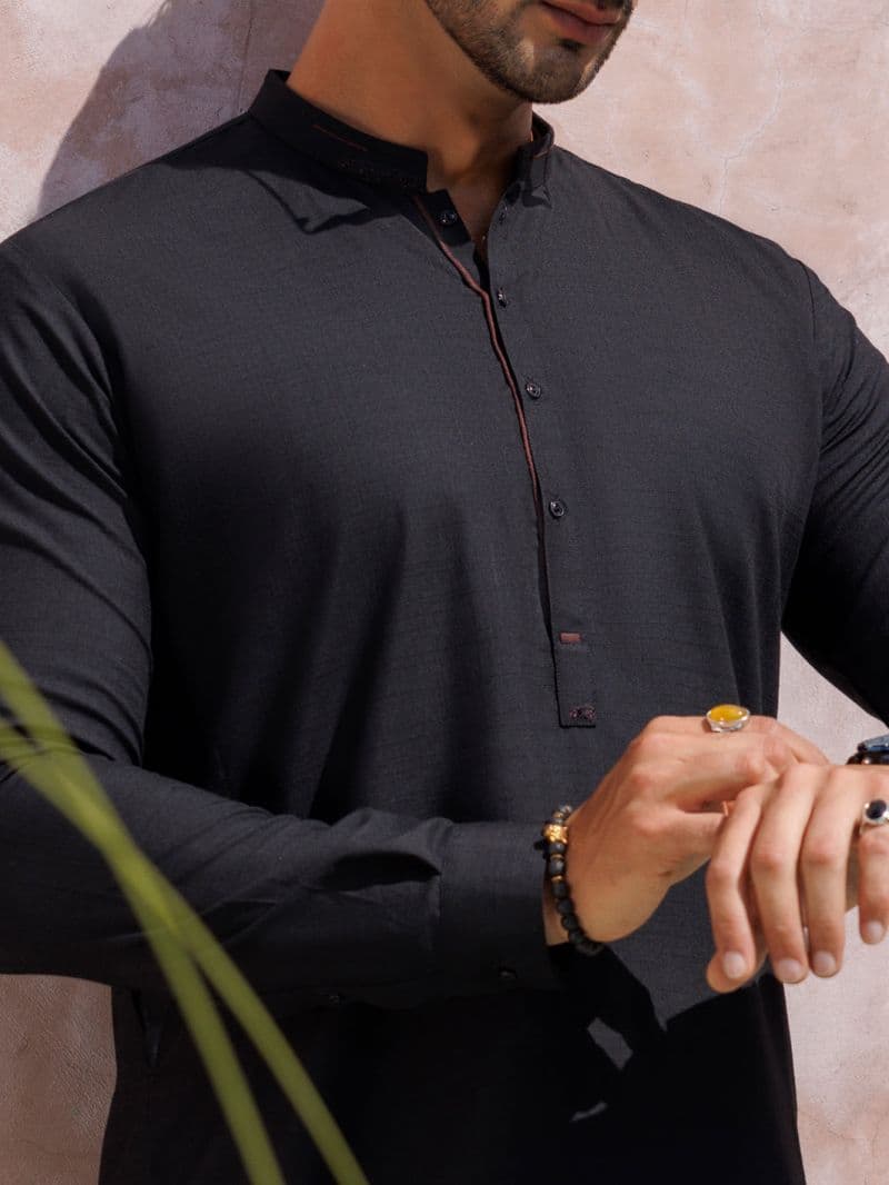 Black Blended Kurta Trouser thumbnail