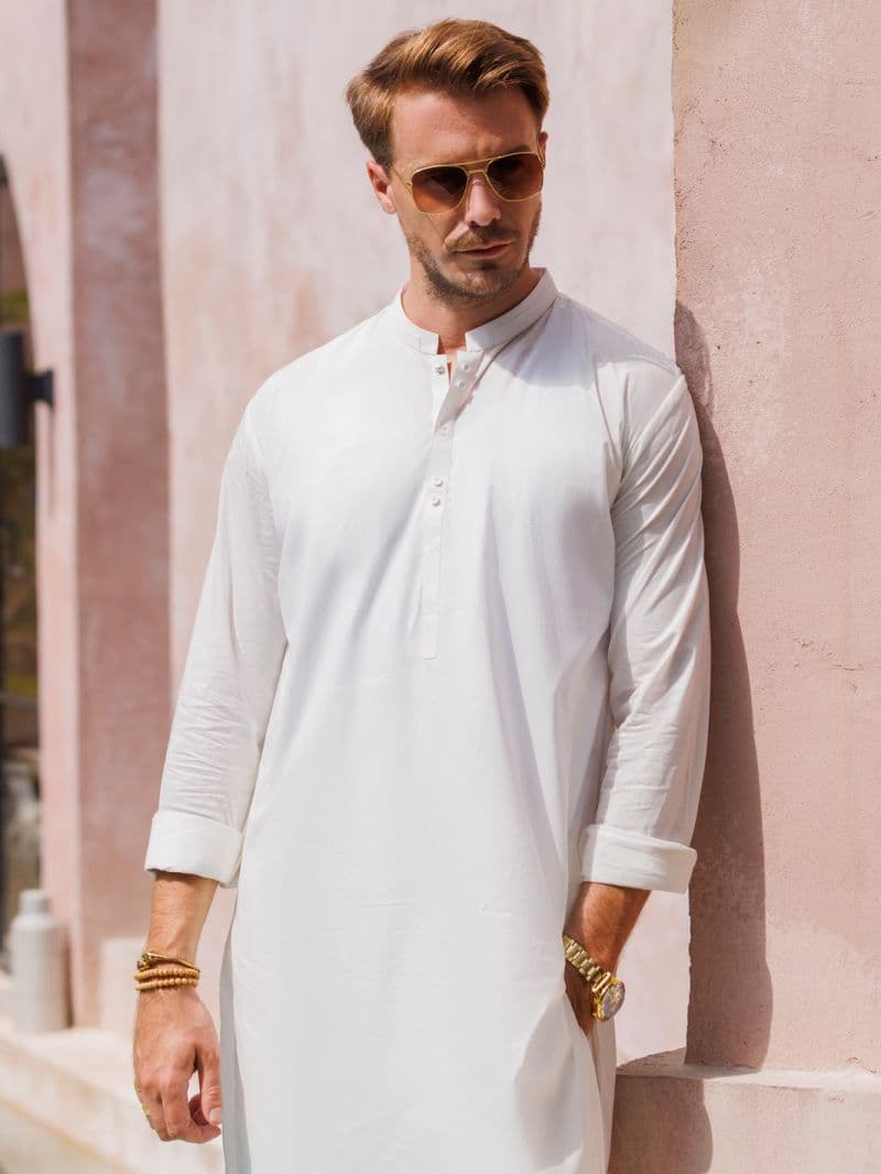 White Cotton Kurta Trouser thumbnail
