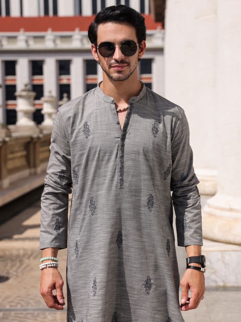 Grey Cotton Kurta Trouser thumbnail
