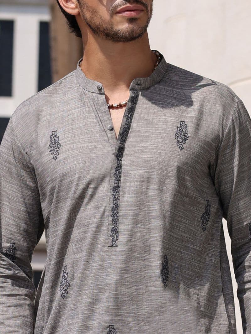 Grey Cotton Kurta Trouser thumbnail
