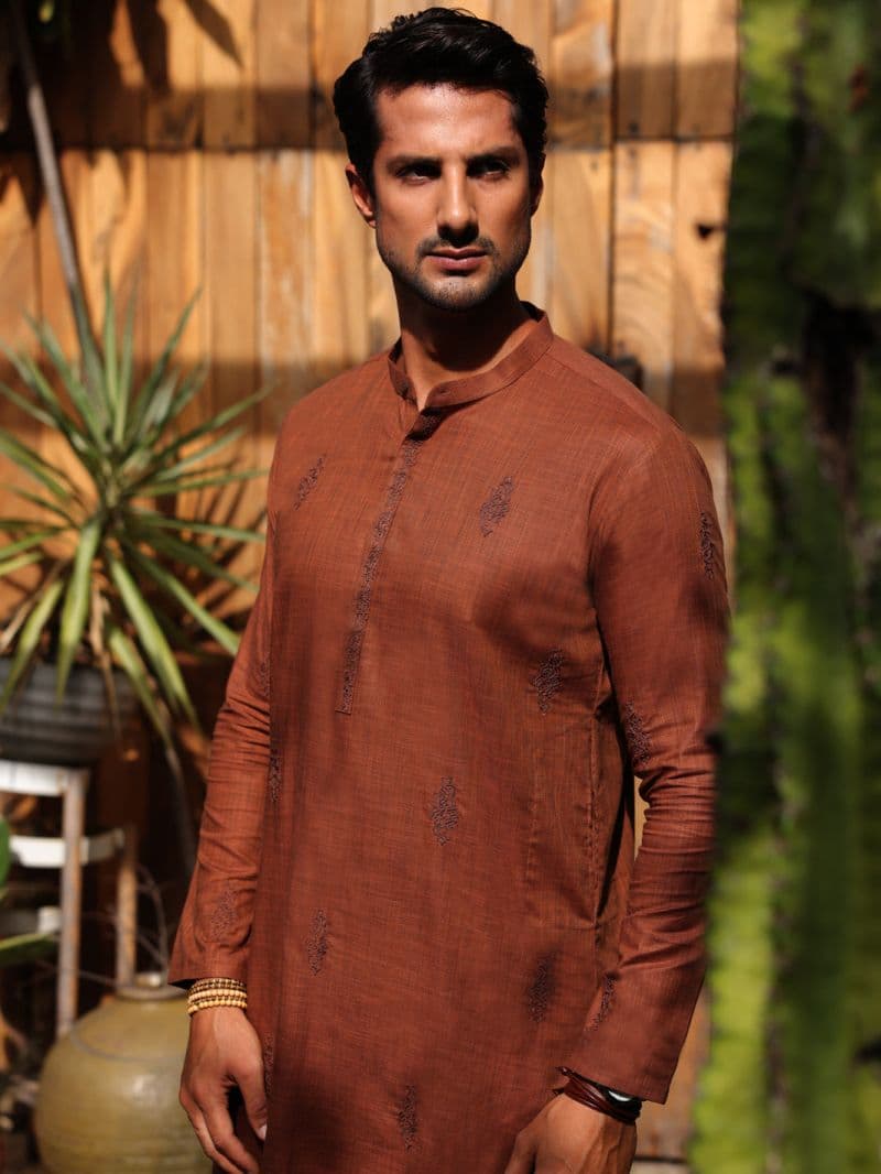 Rust Cotton Kurta Trouser