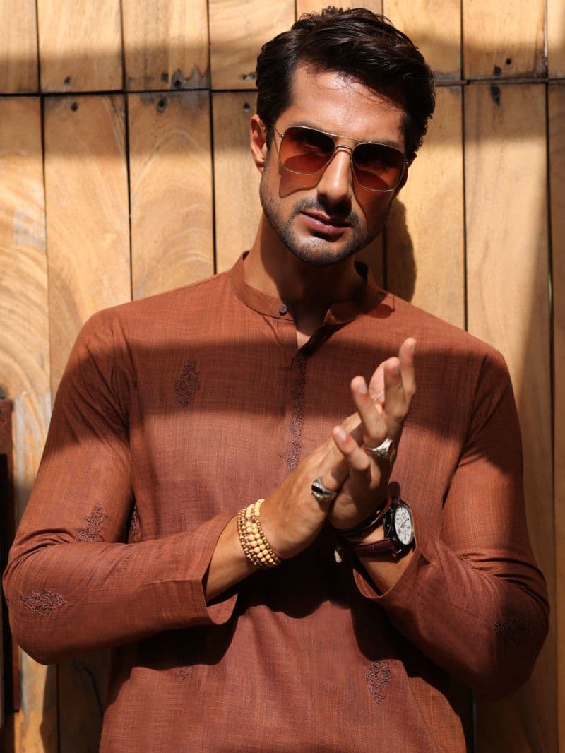 Rust Cotton Kurta Trouser