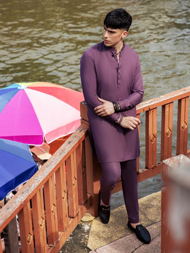 Purple Blended Kurta Trouser thumbnail