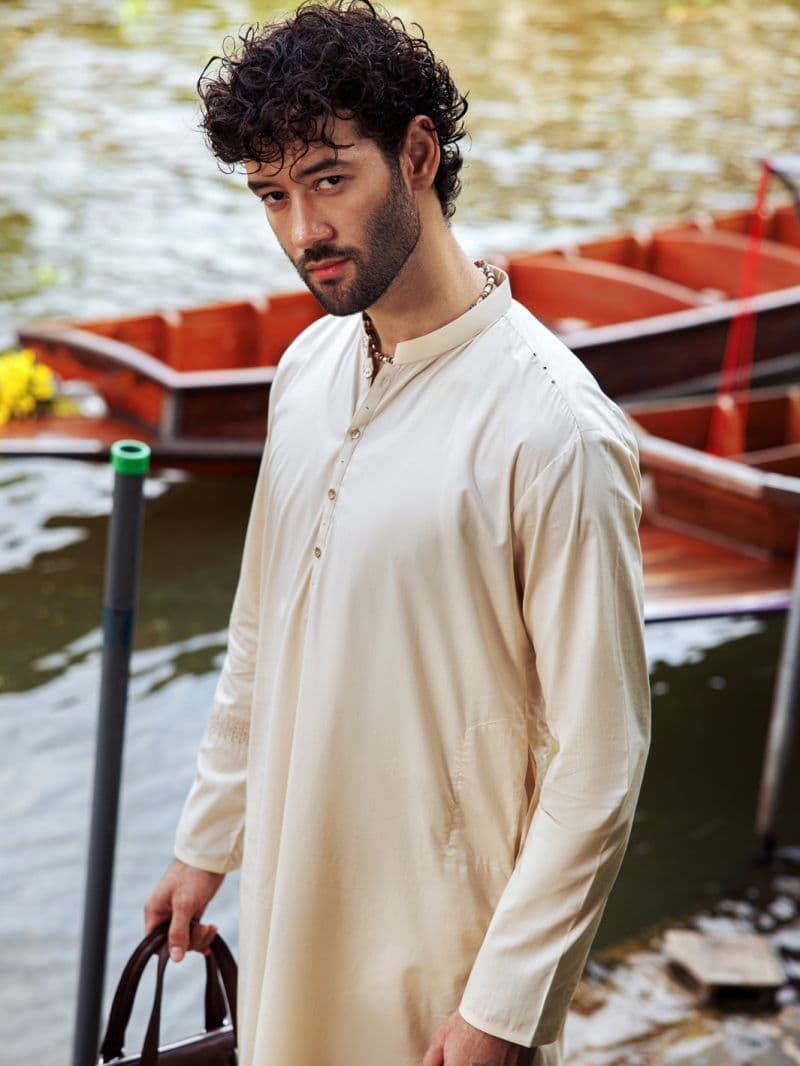 Cream Cotton Kurta Trouser thumbnail