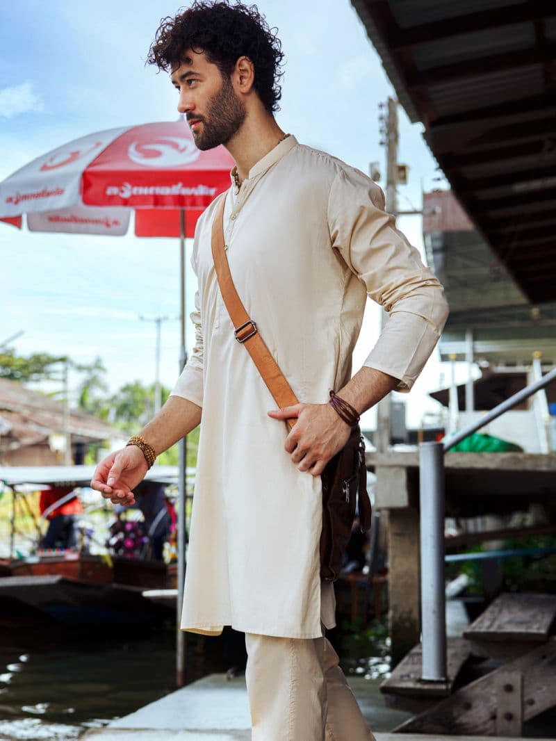 Cream Cotton Kurta Trouser thumbnail