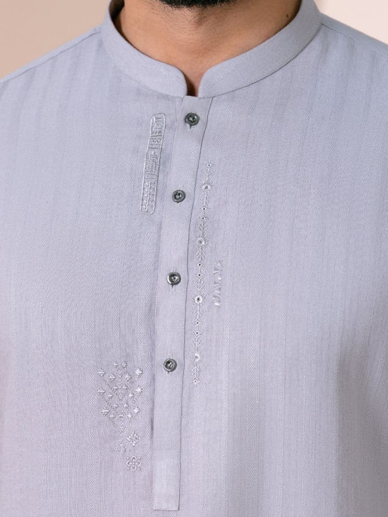 Grey Cotton Semi-Formal Kurta Trousers thumbnail