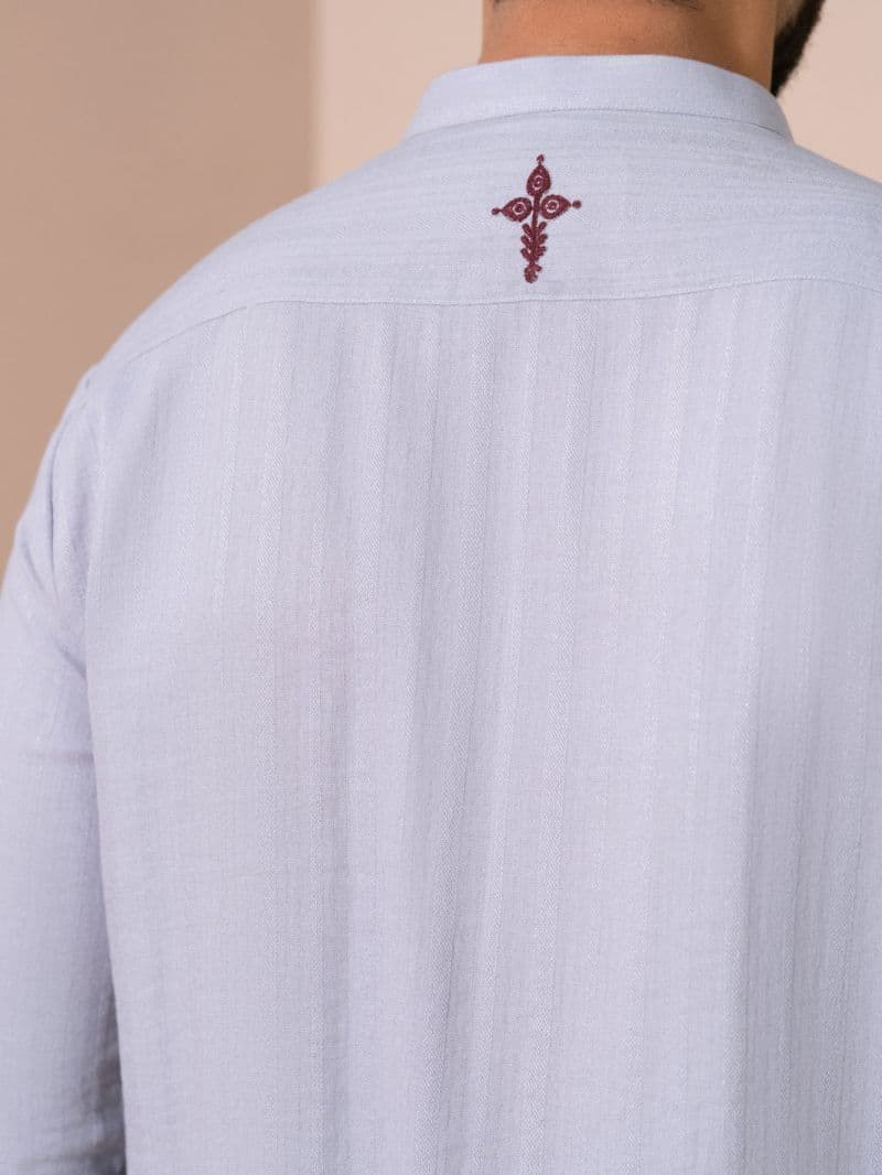 Grey Cotton Semi-Formal Kurta Trousers thumbnail
