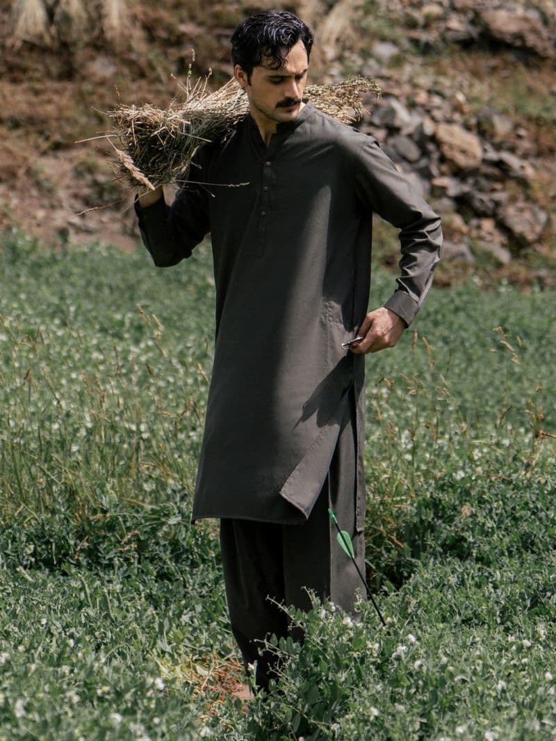 Dark Green Kameez Shalwar