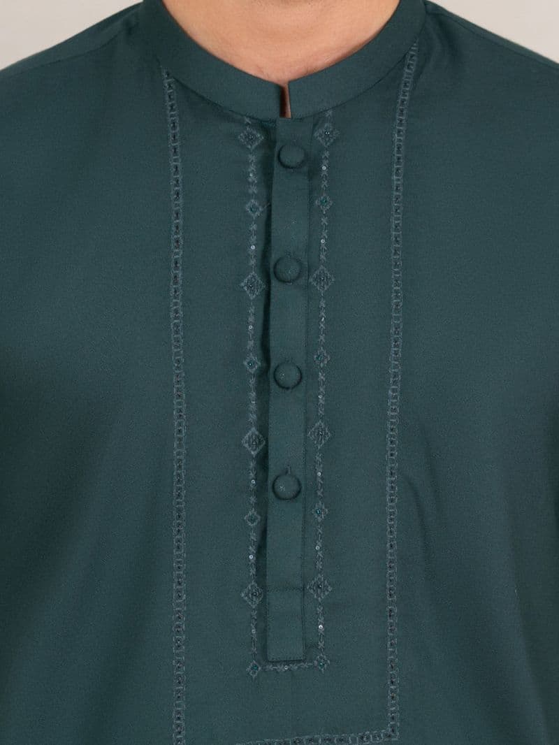 Dark Green Kameez Shalwar thumbnail