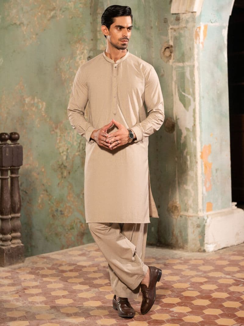 Beige Kameez Shalwar