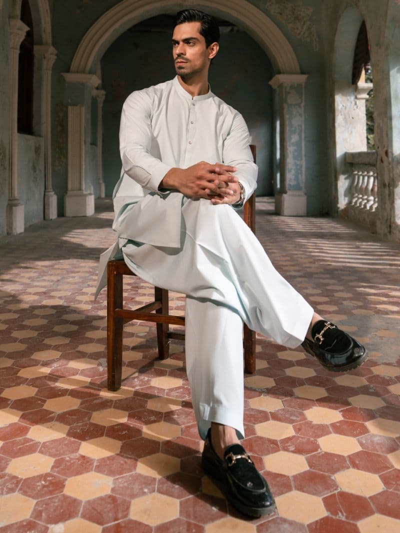 Sky Blue Kameez Shalwar thumbnail