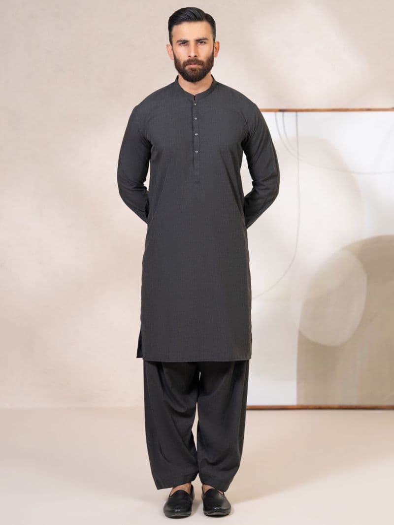 Charcoal Grey Kameez Shalwar