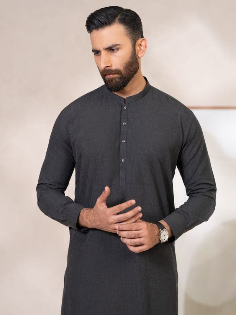 Charcoal Grey Kameez Shalwar