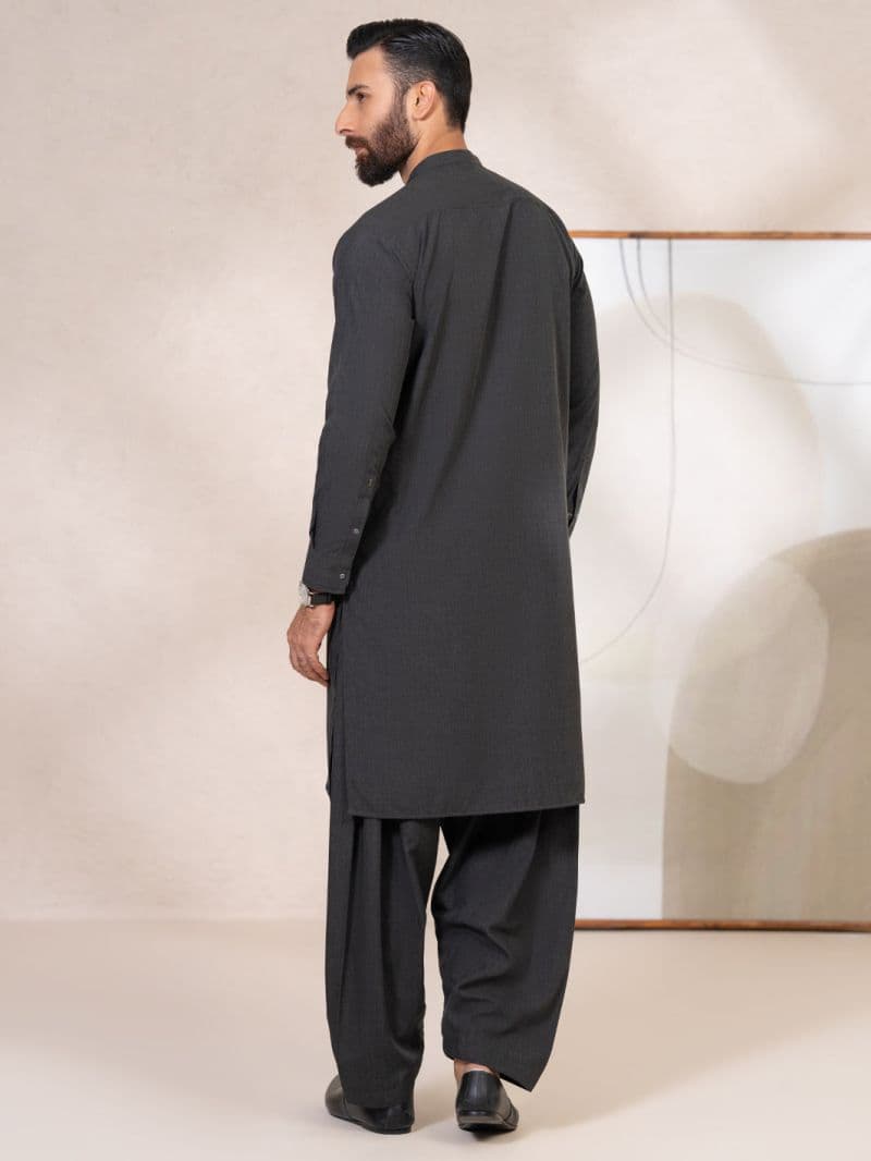 Charcoal Grey Kameez Shalwar