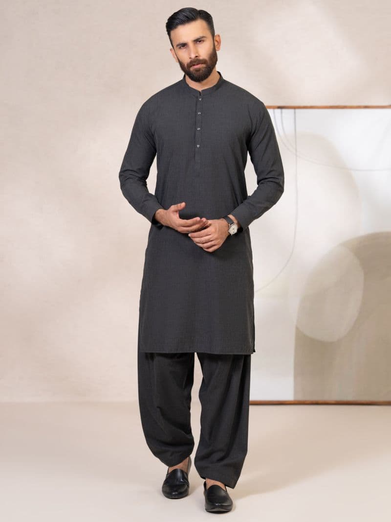 Charcoal Grey Kameez Shalwar