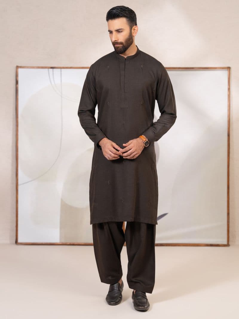 Dark Brown Kameez Shalwar thumbnail
